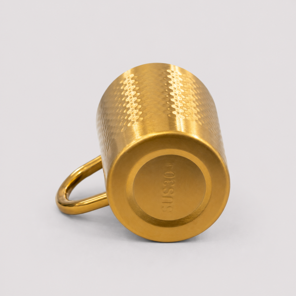 لیوان دوجداره دسته دار300میل طلایی — تصویر 2 از 3